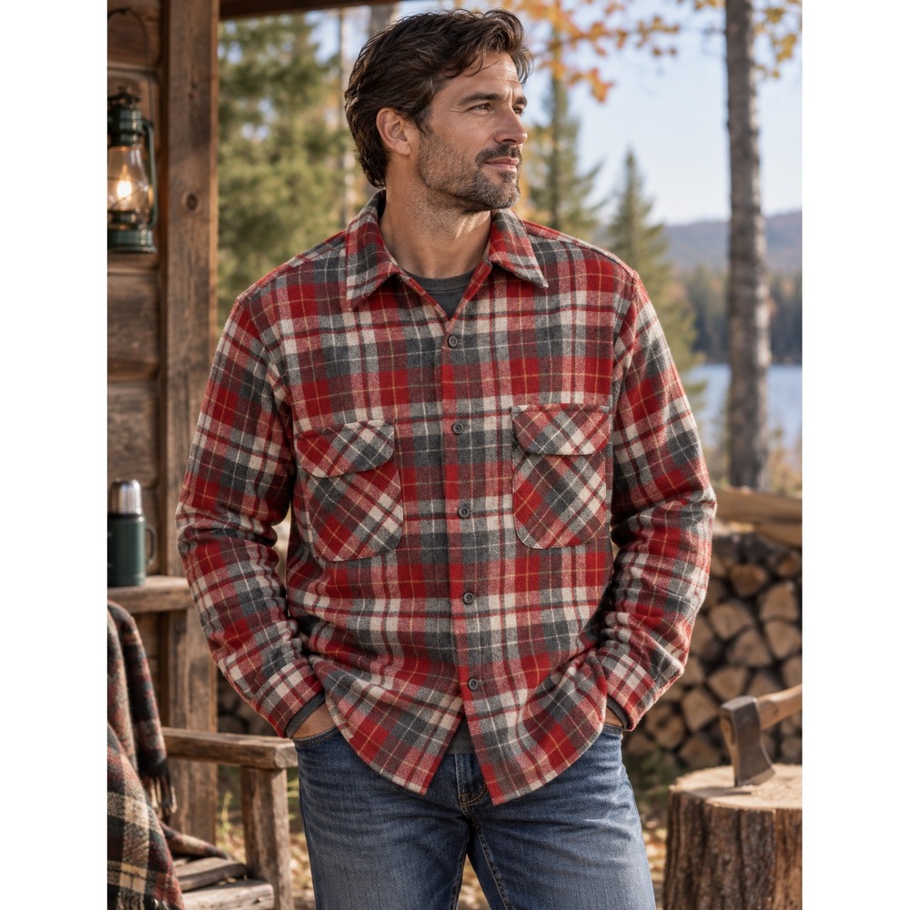 Vintage Pendleton Board Shirt Mens XL Loop Collar Virgin Wool Plaid USA Made